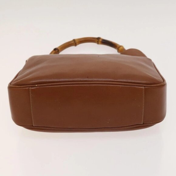GUCCI Bamboo Hand Bag Leather 2way Brown Gold - Picture 12 of 16